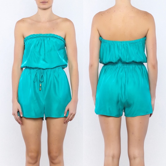 ALICE & TRIXIE Navy Blue Silk Strapless Romper Small - Picture 3 of 12